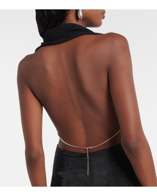Christopher Esber Black Open-Back Silk Georgette Top