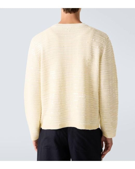Bode Natural Sequin Spotlight Embellished Wool Cardigan for men