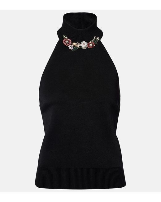 Givenchy Black Embellished Halterneck Top