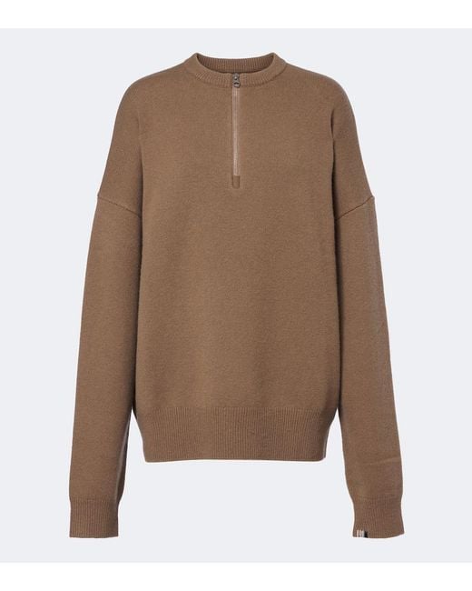 Extreme Cashmere Brown N°496 Like Cashmere-Blend Half-Zip Sweater