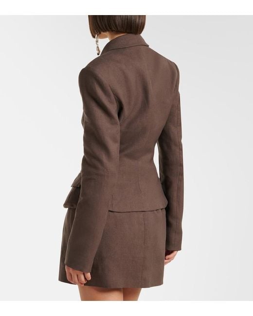 Magda Butrym Brown Peplum Linen Blazer