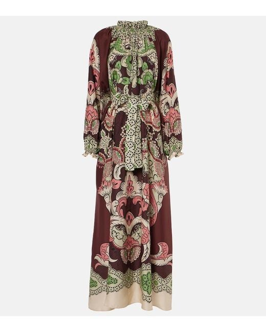 LaDoubleJ Multicolor Bedrucktes Maxikleid Cerere Aus Seiden-Voile