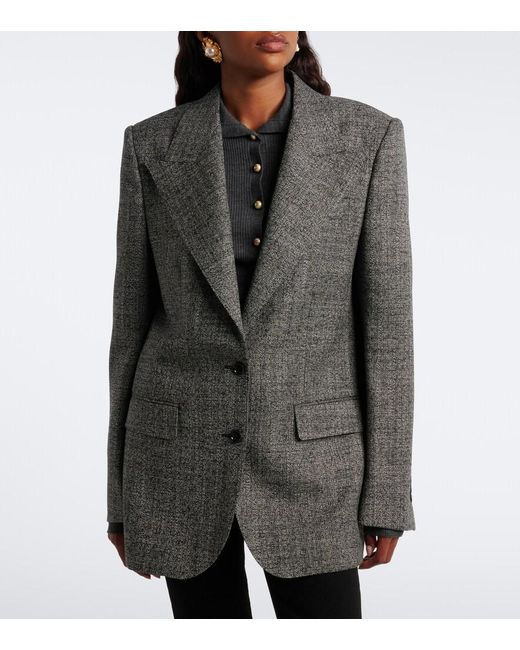 Dolce & Gabbana Gray Virgin Wool Tweed Blazer