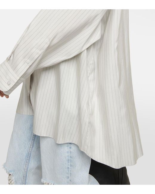 The Row White Luka Oversized Pinstripe Silk Shirt