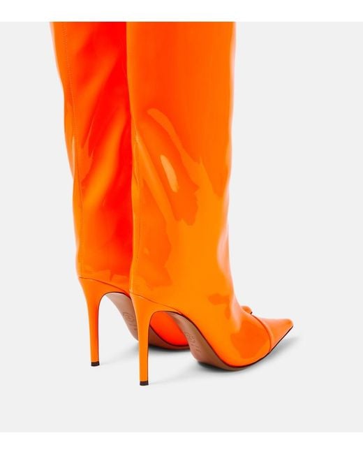 Alexandre Vauthier Orange Patent Leather Knee-High Boots