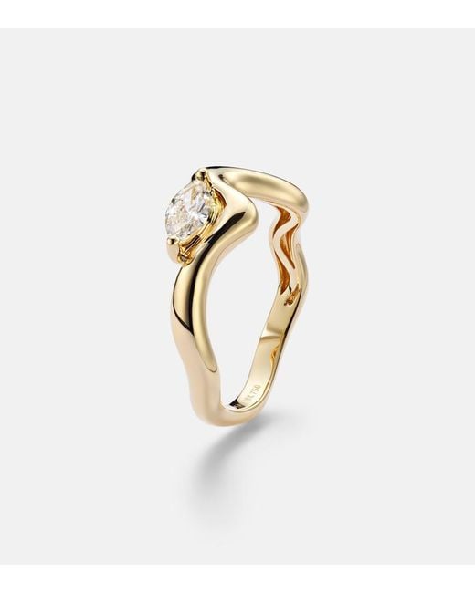 SHAY Metallic Wave 18Kt Ring With Diamond