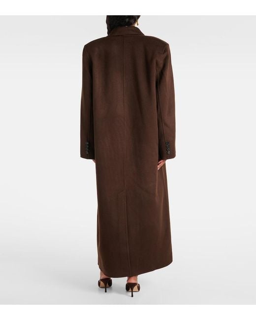 Frankie Shop Brown Gaia Double-Breasted Wool-Blend Coat