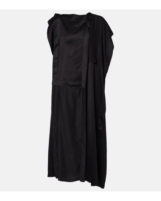 MM6 by Maison Margiela Black Gathered Midi Dress