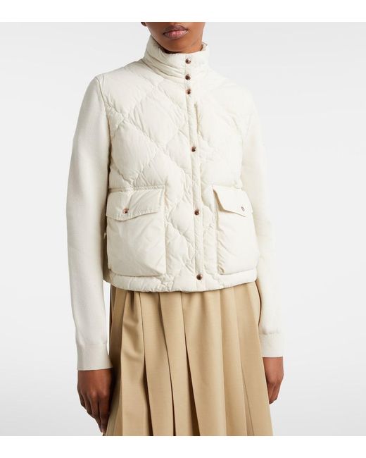 Moncler Natural Down-Paneled Cardigan