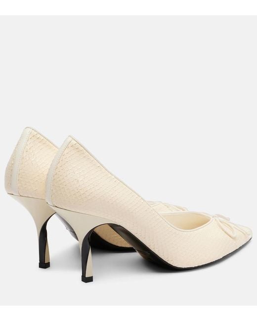 Jacquemus White Tourni Snake-Effect Leather Pumps