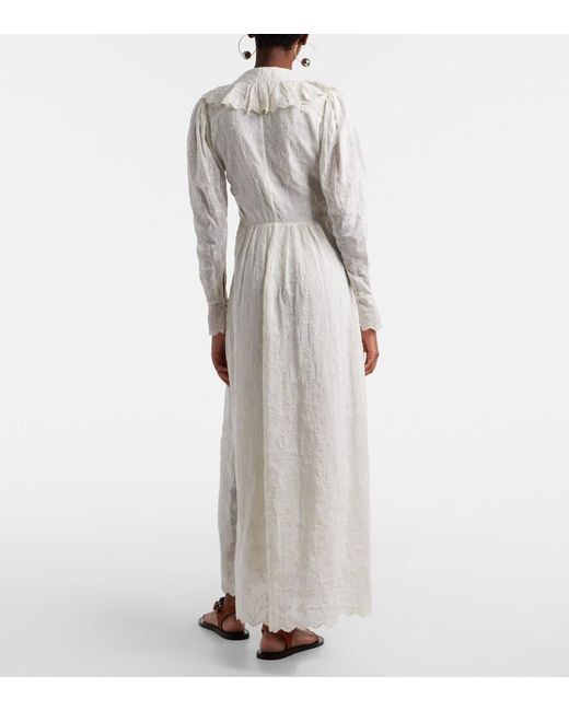 Isabel Marant White Zoen Floral Cotton And Silk Maxi Dress