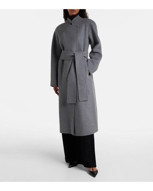 Khaite Gray Deena Wool Wrap Coat