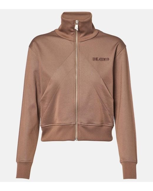 The Attico Brown Zip-Up Cotton-Blend Fleece Sweatshirt