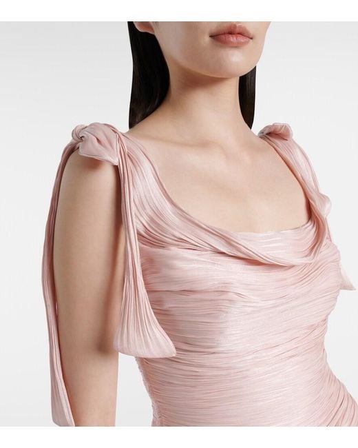 Marmar Halim Pink Ruched Silk Gown