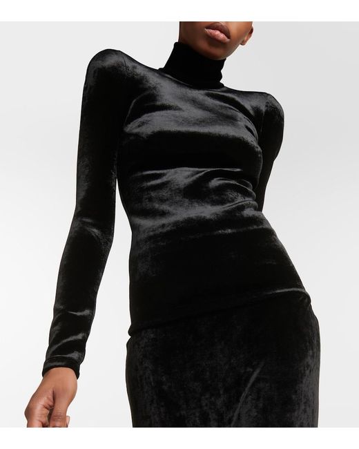 Balenciaga Velvet Turtleneck Top in Black Lyst