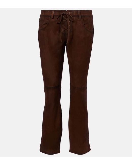 Isabel Marant Brown Low-Rise-Hose Vanel Aus Veloursleder