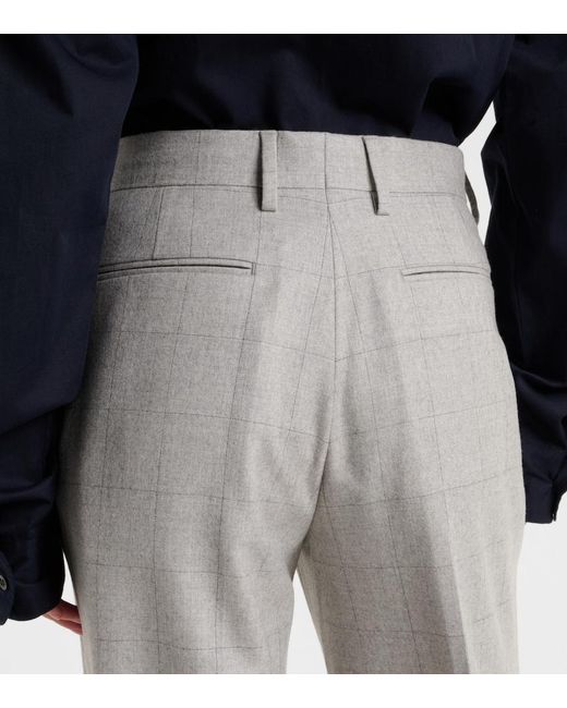 Dries Van Noten Gray Checked Wool Straight Pants