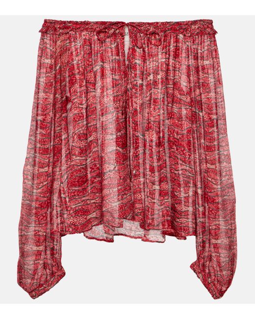 Isabel Marant Red Vutti Chiffon Top