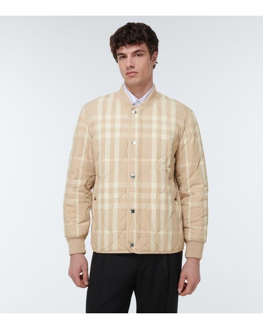 Burberry Natural Checked Quilted Bomber Jacket for men