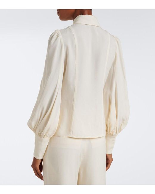 Zimmermann Natural Utility Tie-Neck Blouse