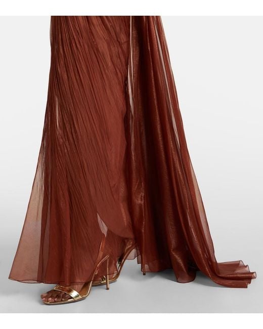 Maria Lucia Hohan Red Rachel Draped Silk Muslin Bustier Gown