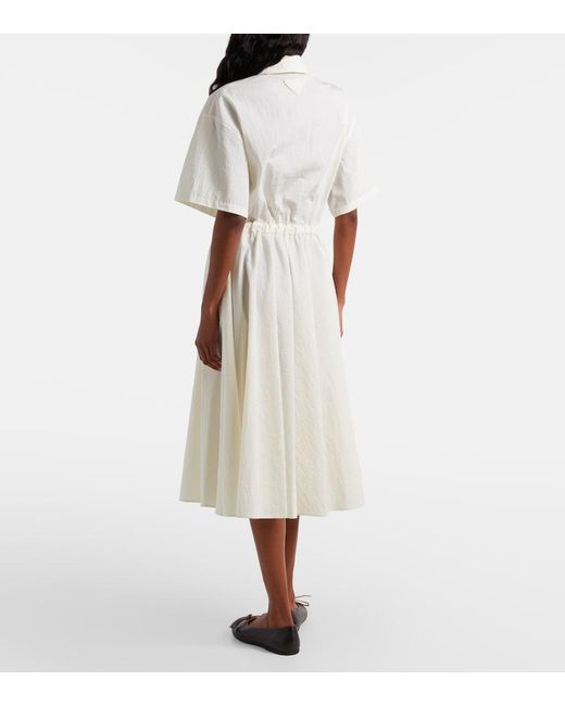 Prada White Cotton-Blend Polo Dress