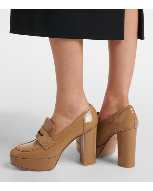 Gianvito Rossi Brown Jenna Leather Loafer Pumps