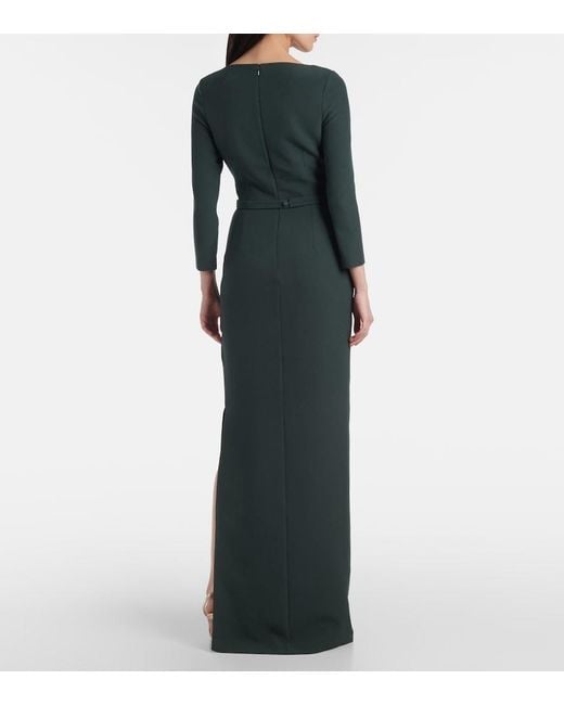 Safiyaa Green Mahir Draped Crepe Gown