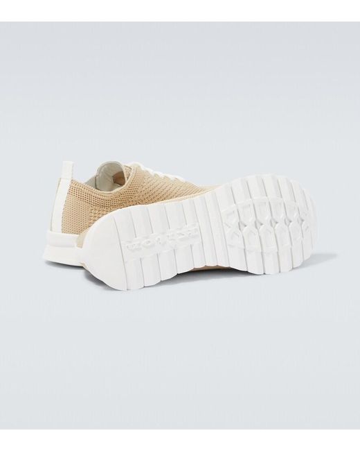 Kiton White Fits Knit Cotton Sneakers for men