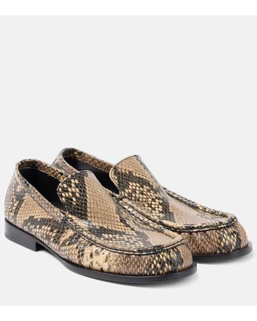 Dries Van Noten Natural Snake-Effect Leather Loafers