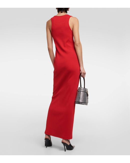 Givenchy Red Ribbed-knit Cotton Jersey Maxi Dress