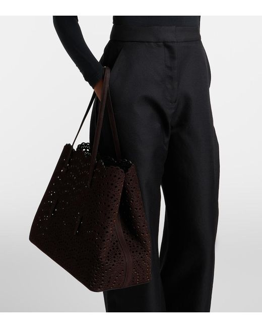 Alaïa Black Mina 37 Large Leather Tote Bag