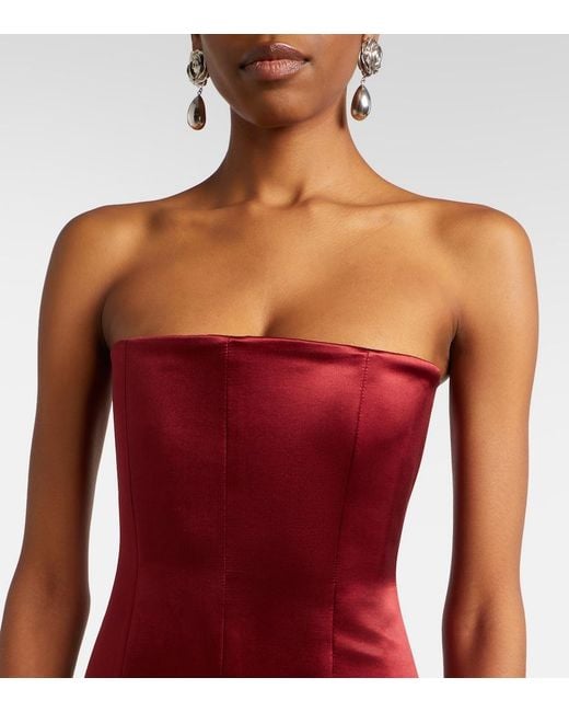 Alex Perry Red Draped Silk Corset Gown