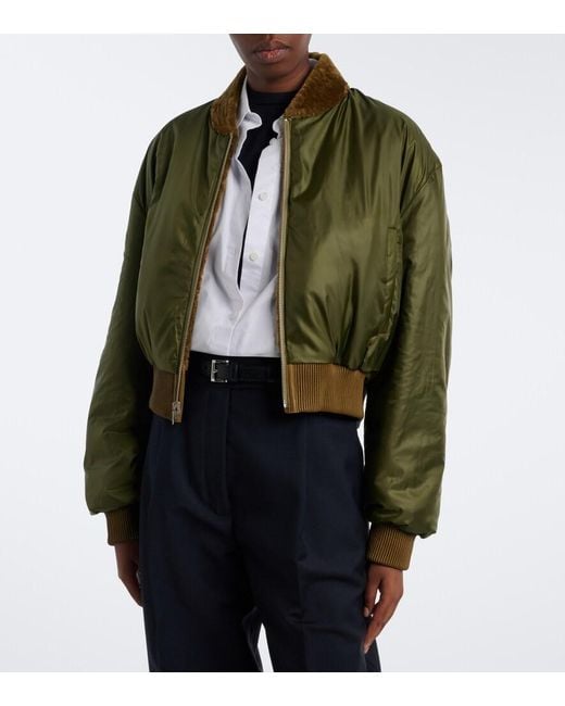 Arma Green Azra Shearling Bomber Jacket