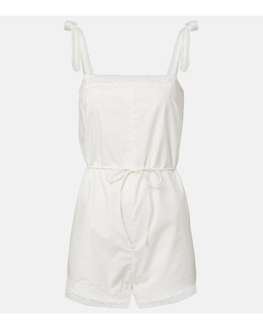 Faithfull The Brand White Reine Lace-Trimmed Cotton Romper