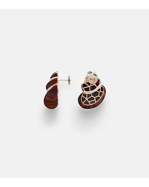 Yvonne Léon White Coquillage 9Kt Earrings With Diamonds And