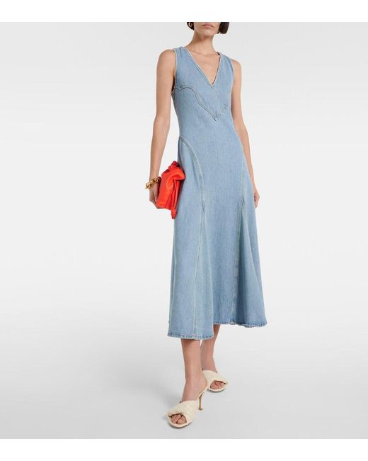 Re/done Blue Western Denim Midi Dress