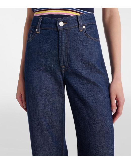 7 For All Mankind Blue Lotta Wide-Leg Jeans