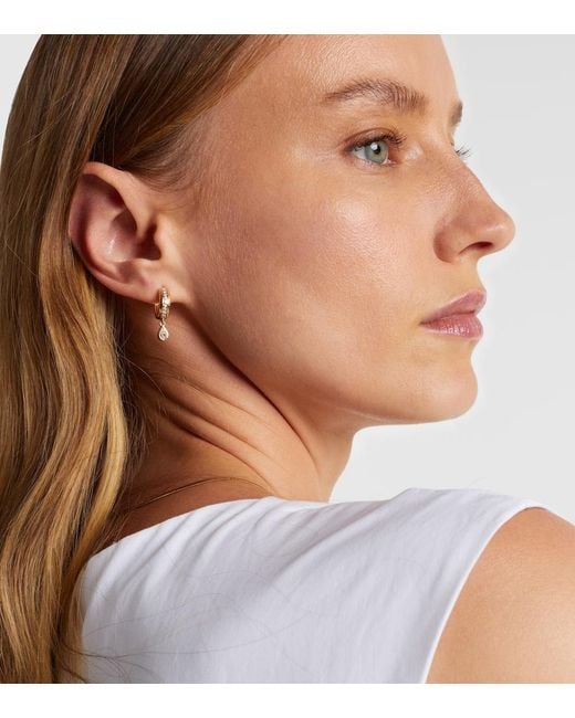 Roxanne First White 14Kt Hoop Earrings With Diamonds