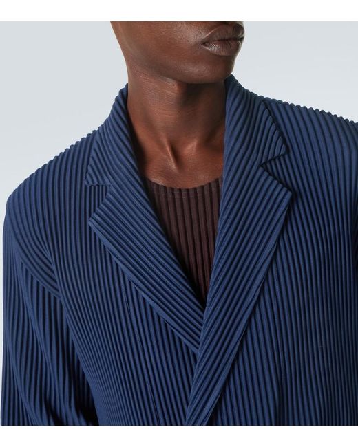 Homme Plissé Issey Miyake Blue Tailored Pleats 1 Double-Breasted Blazer for men