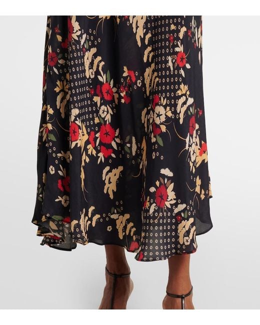 Rixo Black Trula Floral-Print Maxi Dress