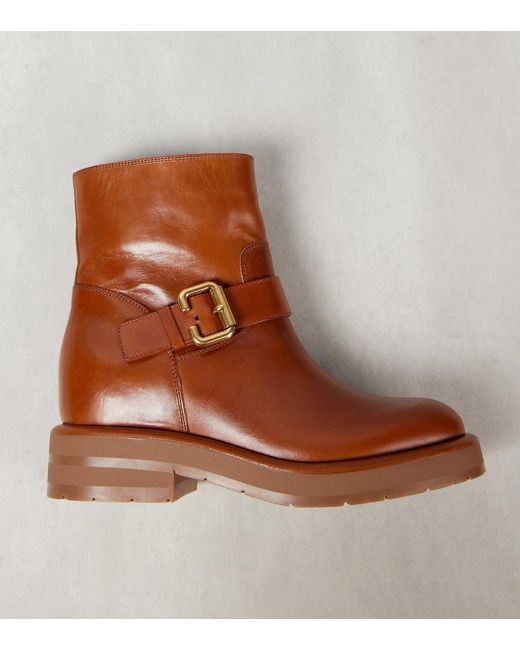 Chloé Brown Coddington Leather Biker Boots