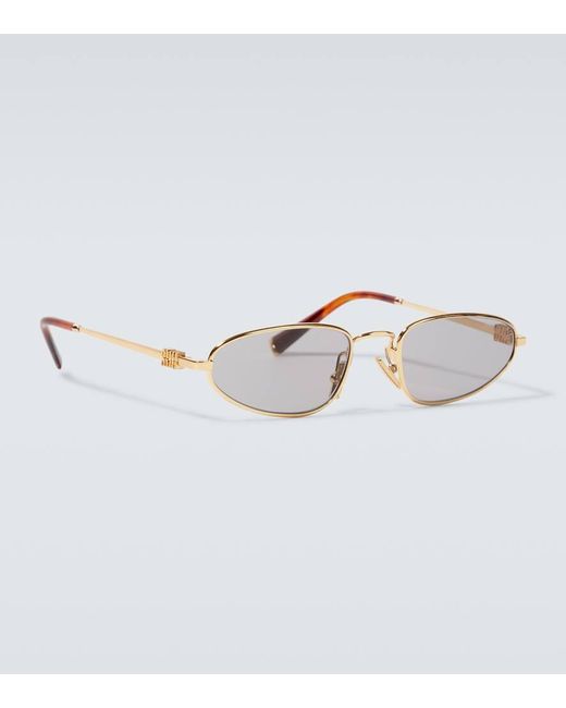 Miu Miu Ovale Sonnenbrille in Metallic für Herren
