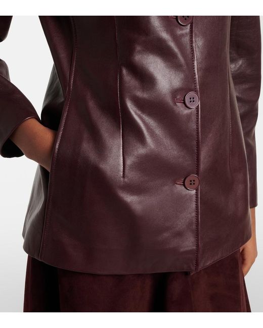 Nour Hammour Purple Maud Leather Blazer