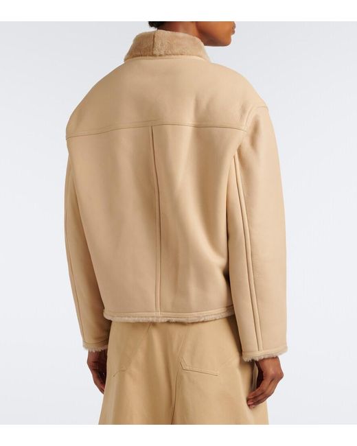 Yves Salomon Natural Shearling-Trimmed Leather Jacket