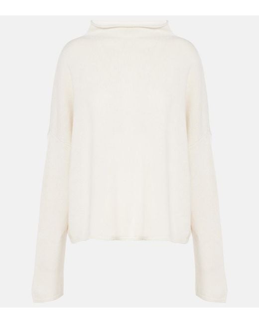 Lisa Yang White Sandy Cashmere Turtleneck Sweater