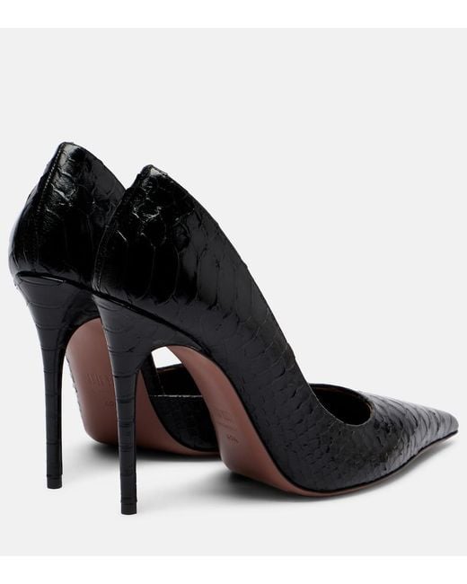 Paris Texas Brown Vera 105 Snake-Effect Leather Pumps