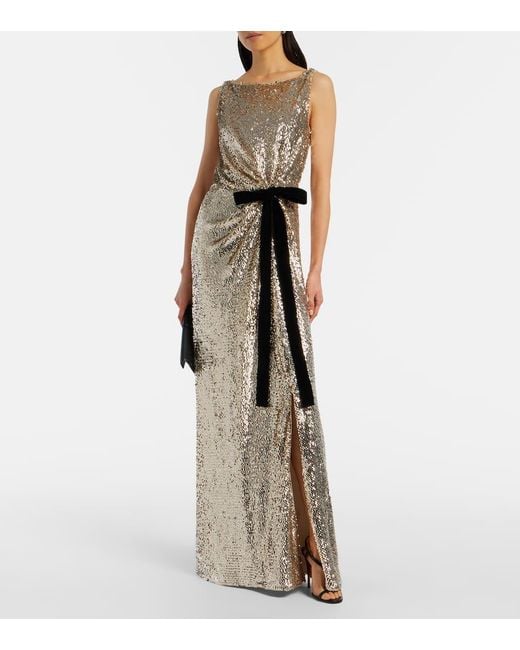 Jonathan Simkhai White Felicity Draped Sequined Gown