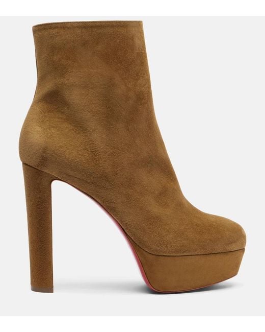 Christian Louboutin Brown Ankle Boots Loo Booty 130 Aus Veloursleder