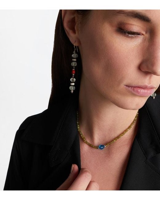 Ileana Makri Blue 9Kt And Sterling Beaded Necklace With Garnets And Diamonds